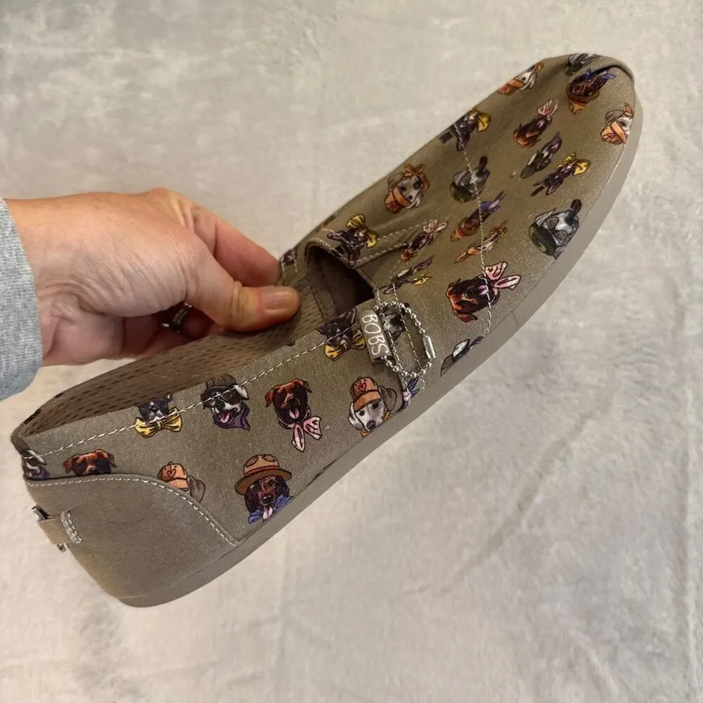 BOBS for Sketchers Dogs In Hats Pattern Cushioned Flats Size 12